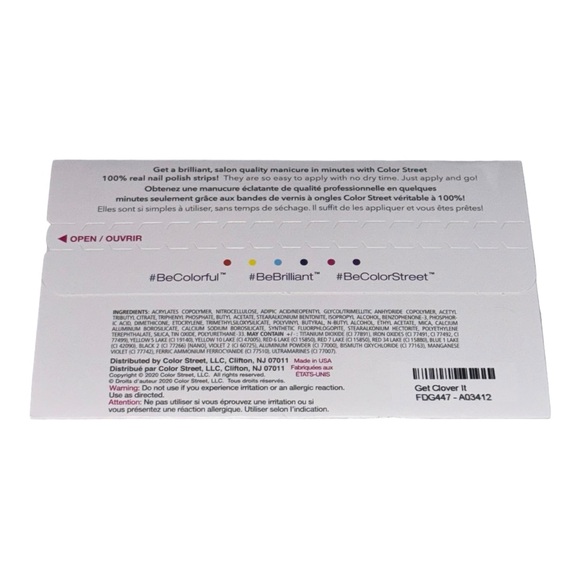 Color Street GET CLOVER IT Green Shamrock Glitter Nail Polish Strips - Picture 4 of 6